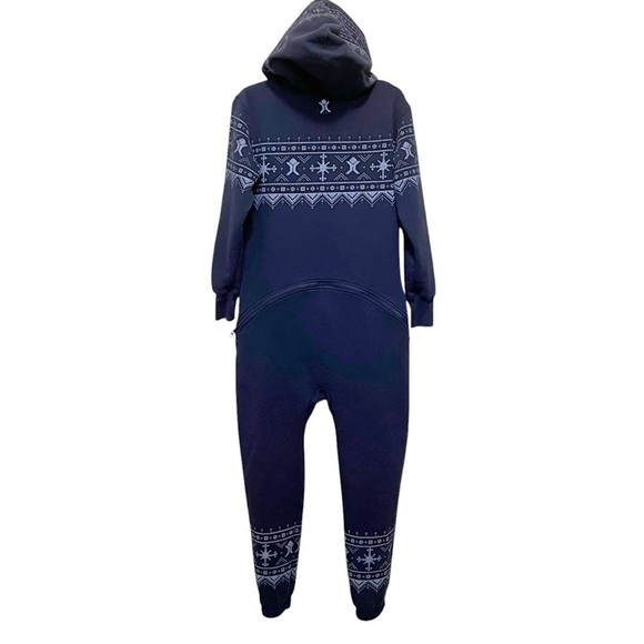 Unichill Nordic Navy Fair Isle Sweatshirt One Piece Jumpsuit Onesie Unisex Sz S - Picture 3 of 14